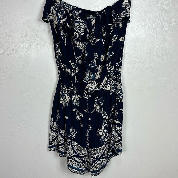 Angie Strapless Floral Print Ruffled Romper Size M - Picture 1 of 8